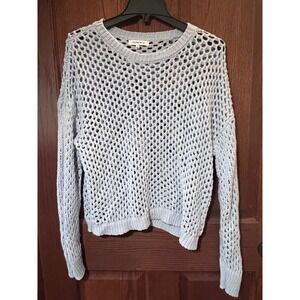 Hooked Up Open Knit Sweater Pullover Lightweight Layering Top Light Blue‎ Large
